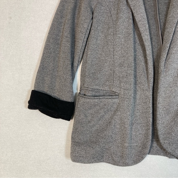 Skies Are Blue Asa Knit Blazer Gray Charcoal Open Front 3/4 Sleeves Cuffs Small - Picture 4 of 16